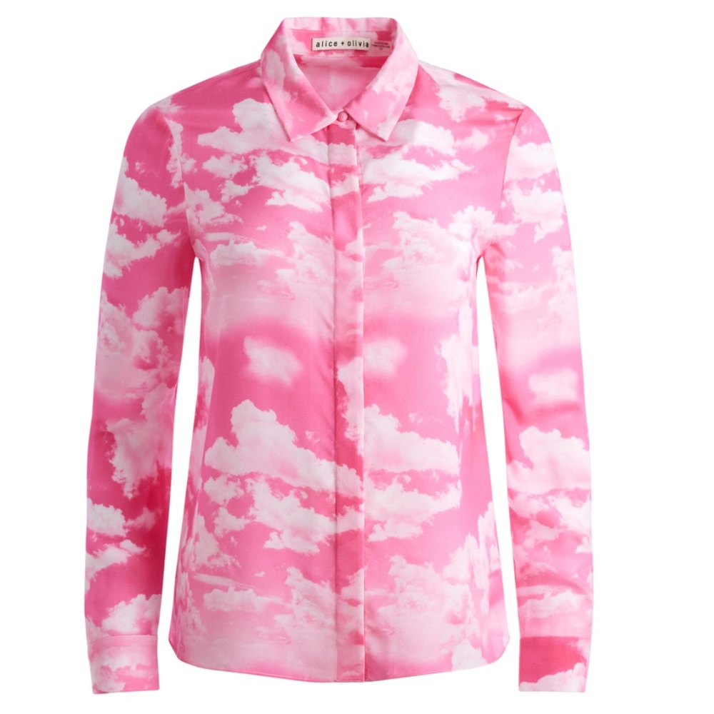 Alice And Olivia Willa Point Collar Silk ☁️💕CLOUD SURFING💕☁️ top XS